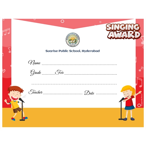 School Singing Award Certificate 8.5 × 11 (US Letter) | Use on Laser Printer